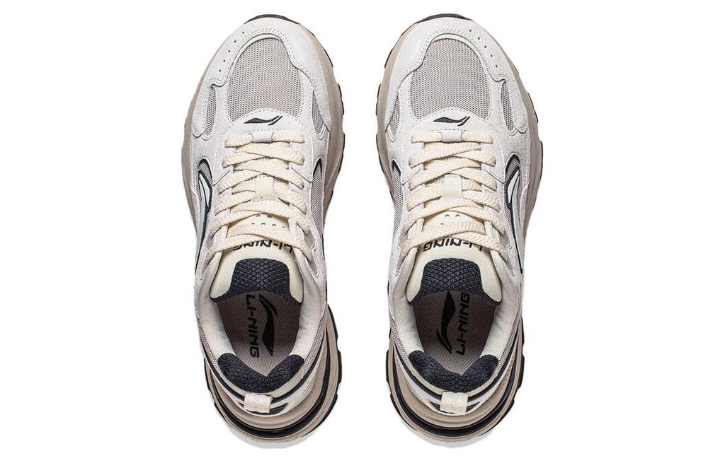 Li Ning Beicheng Cushioning Slip Resistant Abrasion Resistant Support Low Top Chunky Sneakers Men's White Gray AGCT425-1