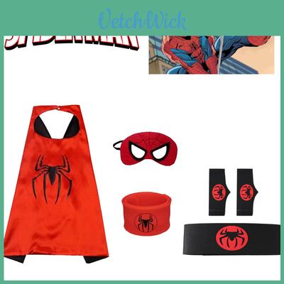 Spider-man Hero Cape And Mask Halloween Cartoon Anime Launcher Glove Watch Set