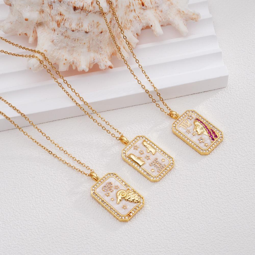 Neck Jewelry 12 Constellation Necklace Gold Plated Zodiac Pendant Necklace  Unisex