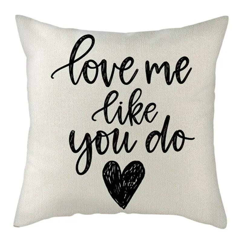 Black, White, Red, Romantic Words Double-Sided Printed Pillow Cover Short Plush Suitable Living Rooms Sofas Throw Cushion Cover