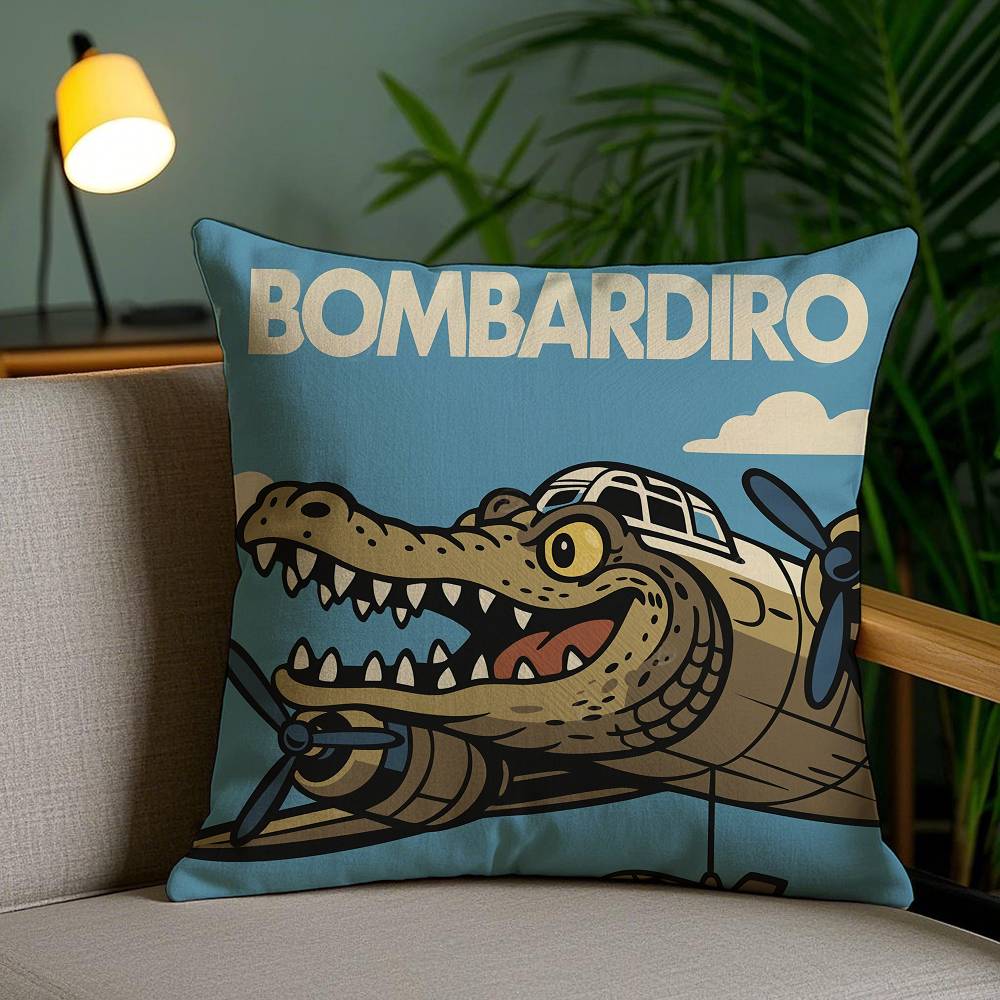 Italian Brain Rot Meme Tralalero Tralala Pillow Case Sofa Short Plush Double-sided HD Printing Room Home Office Cushion Cover