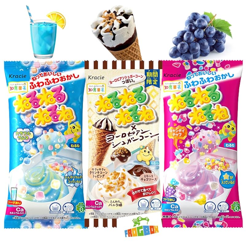 

[FROGBOX] Nerunerunerunene 3 types European sugar corn flavor grape flavor soda flavor 4 bags each Total of 12 bags FROGBOX seal bag included