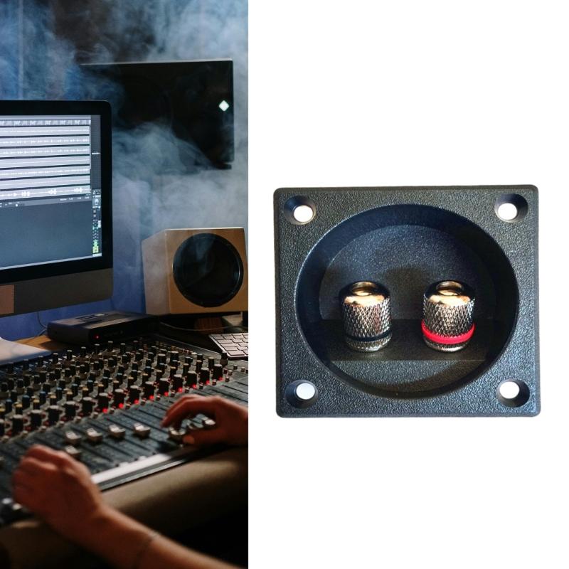 Silver Coppers Speaker Terminals Connectors Square Box with 2 Banana Gildeds Subwoofer Stereoes Plug Spring Cup Connection
