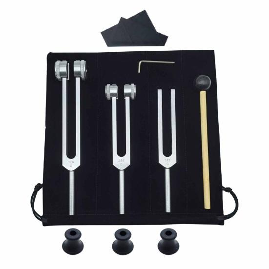 

Набор камертонов с молоточком 128/256/512 Гц Звуковые лечебные инструменты Чакра Настройка Боль Снятие стресса Алюминиевый сплав Медитационная терапия Инструменты