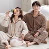 Cozy Winter Fleece Pajama Set for Couples - Thick Velvet Homewear for Women and Men