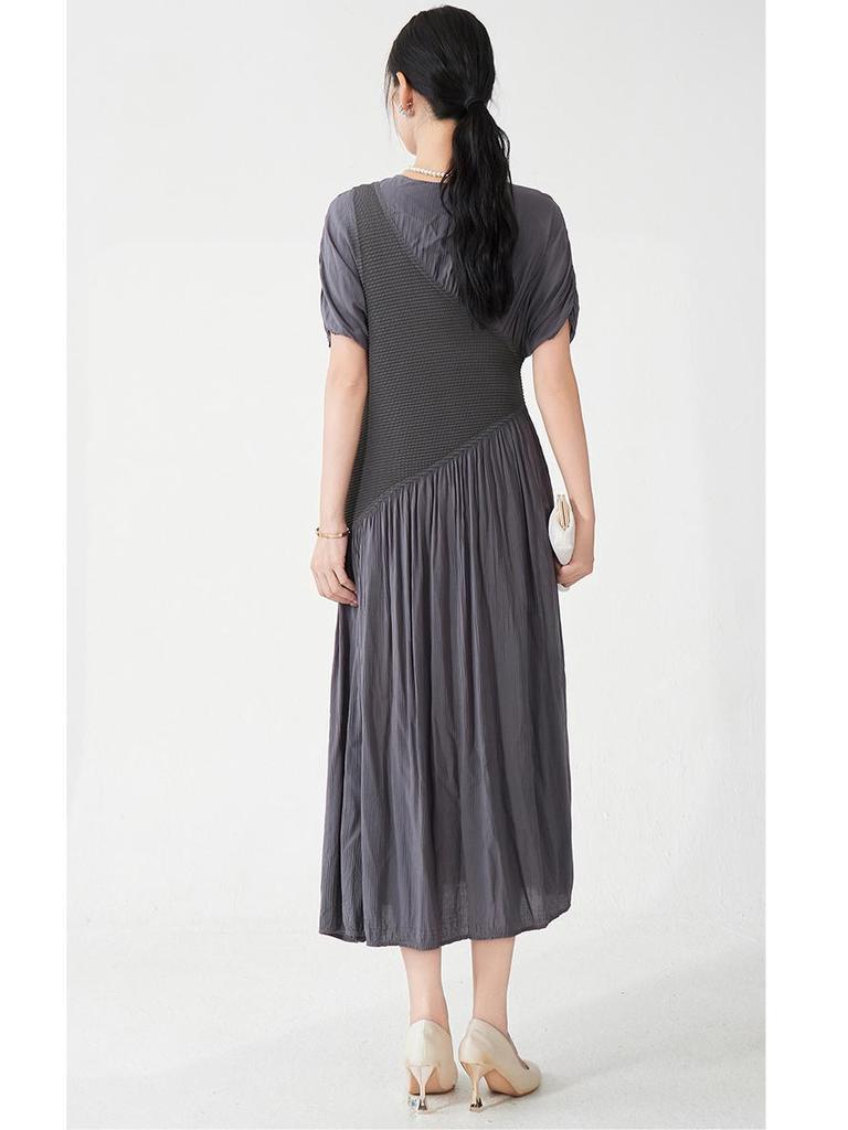 Elegant Summer Pleated Dress - Women's Mid-Length, High-End Design
