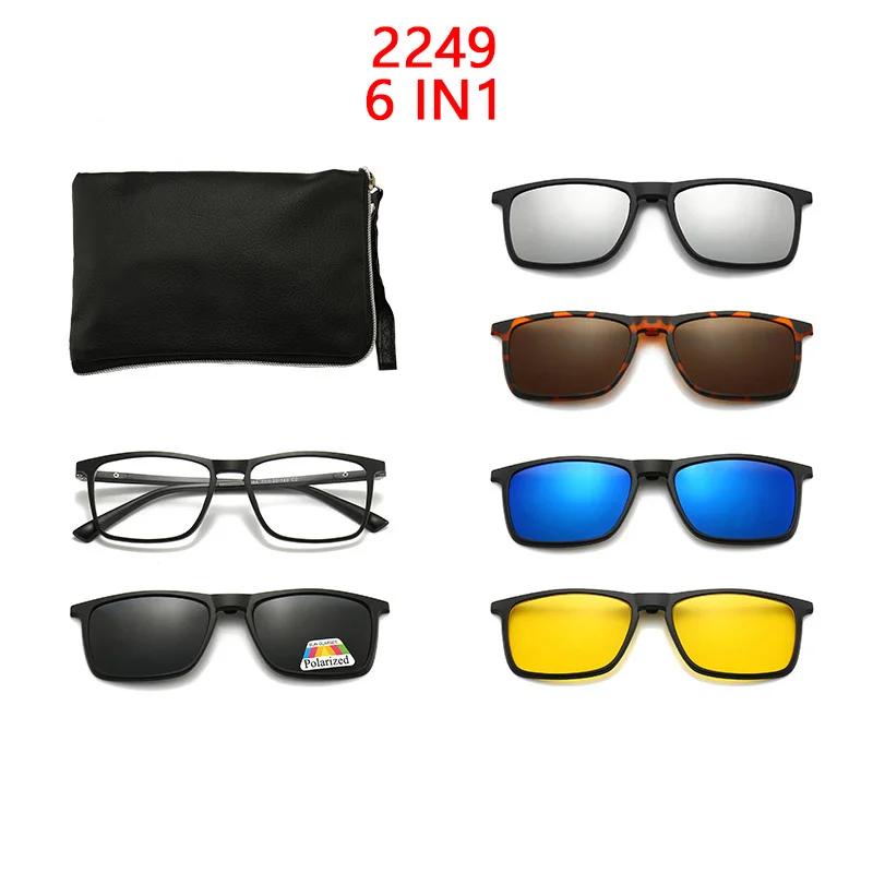 5Pcs Magnetic Polarized Clip On Sunglasses Women Men Plastic Frame For Night Driving Sunglasses Uv400