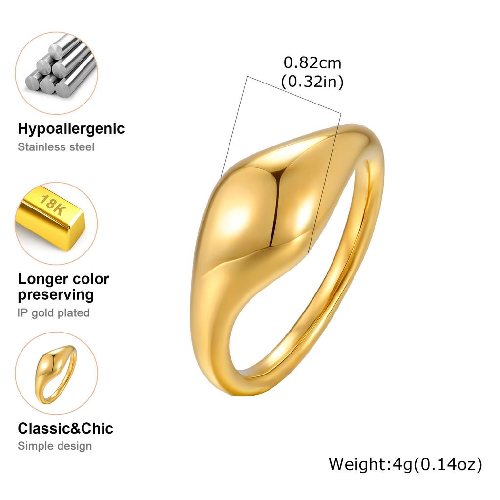 Vnox Gold Plated Flowing Glossy Ring for Women Girl, Irregular Simple Classic Light Luxury Minimalist Dainty Band Jewelry Gift
