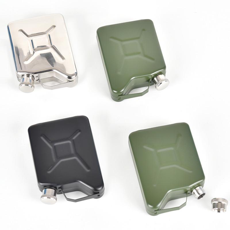 Cross-Border Stainless Steel Portable Camping Oil Drum-Shaped Flask