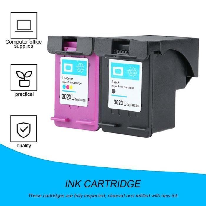 Pack 2 cartouches compatibles HP 302 XL - ENVY 4520 - 1 noire et 1 couleurs