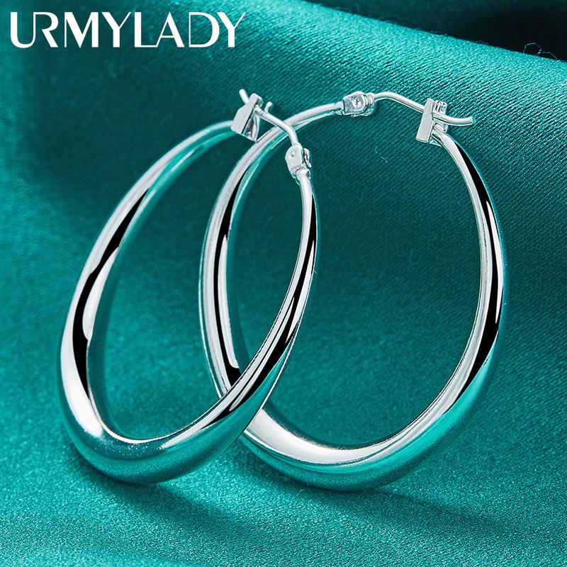 925 Sterling Silver Smooth Moon Earrings For Women Fine Jewelry