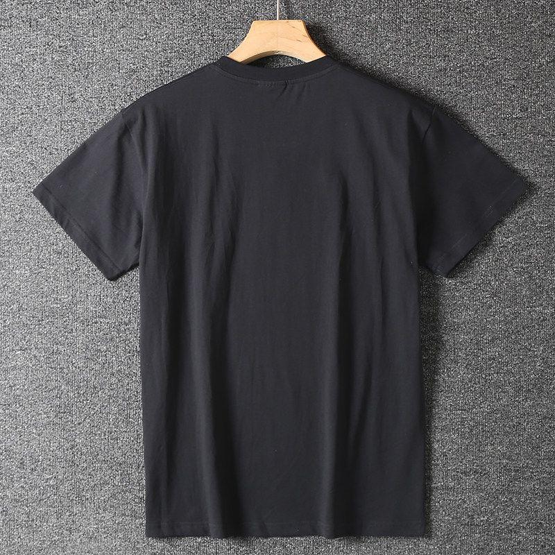 Foreign Trade Cut the Tag Off Tail Goods Skin-friendly Sanding Cotton Letter Embroidery Summer New Men's Fashion Round Neck Short Sleeve T-shirt