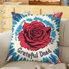 GGrateful DDead rock band Cushion Cover Soft Durable Reversible Pillow Cover Home Car MultiScene Daily Comfort Pillowcase
