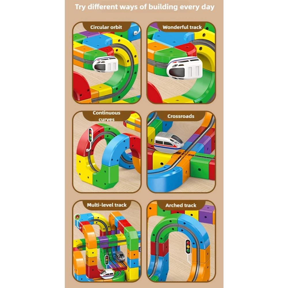 Dětská magická dráha s vláčkem Elektrická sestavitelná stavebnice Magnetická kolejová dráha Bludiště Vzdělávací hračky pro děti Vánoční dárky