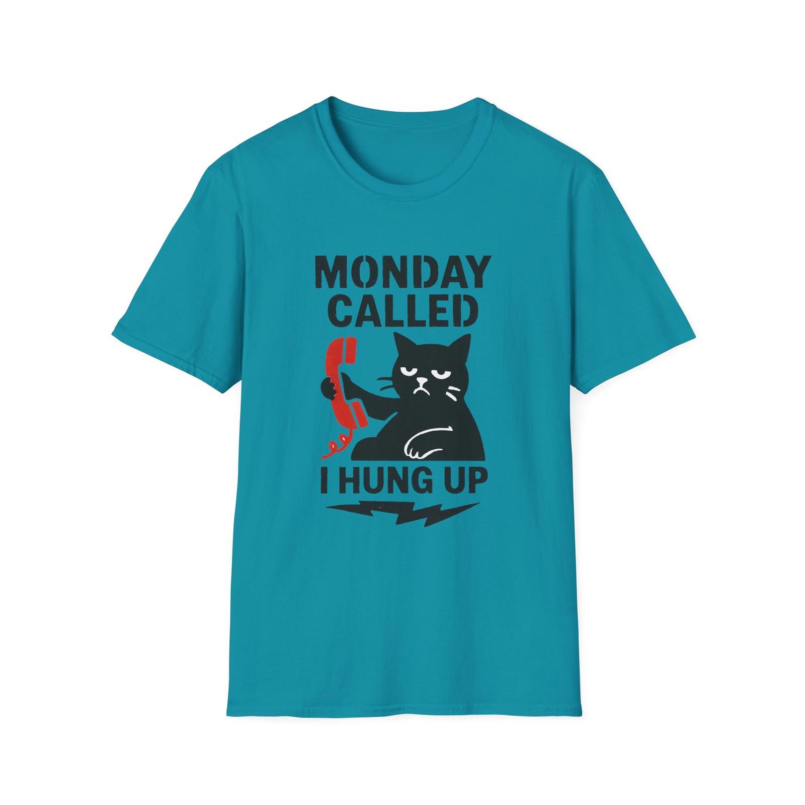 Unisex Softstyle T-Shirt Mens Womens Tees Top Grumpy Cat Monday Called Funny Vintage Phone Tee S