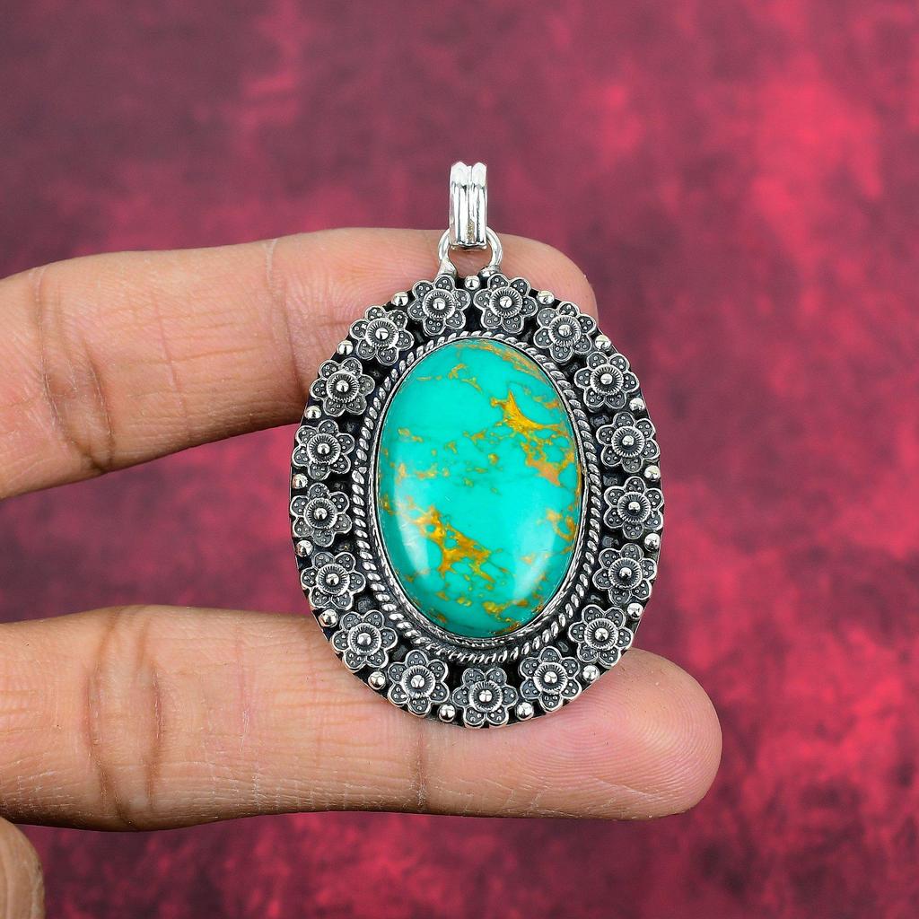 Arizona Türkis Anhänger, 925 Sterling Silber Anhänger Schmuck, handgefertigter Anhänger Edelstein Schmuck für Thanksgiving