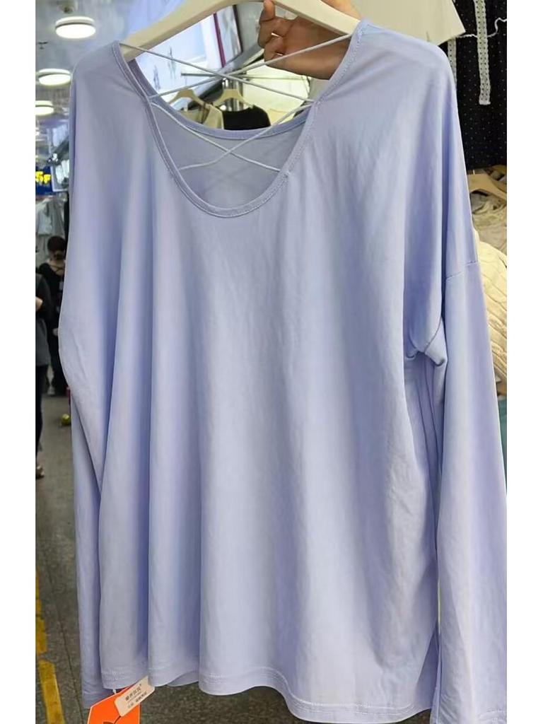 2025 Summer Ice Silk Backless Cutout Sun Protection Cardigan - Slimming Loose Fit Long Sleeve Top