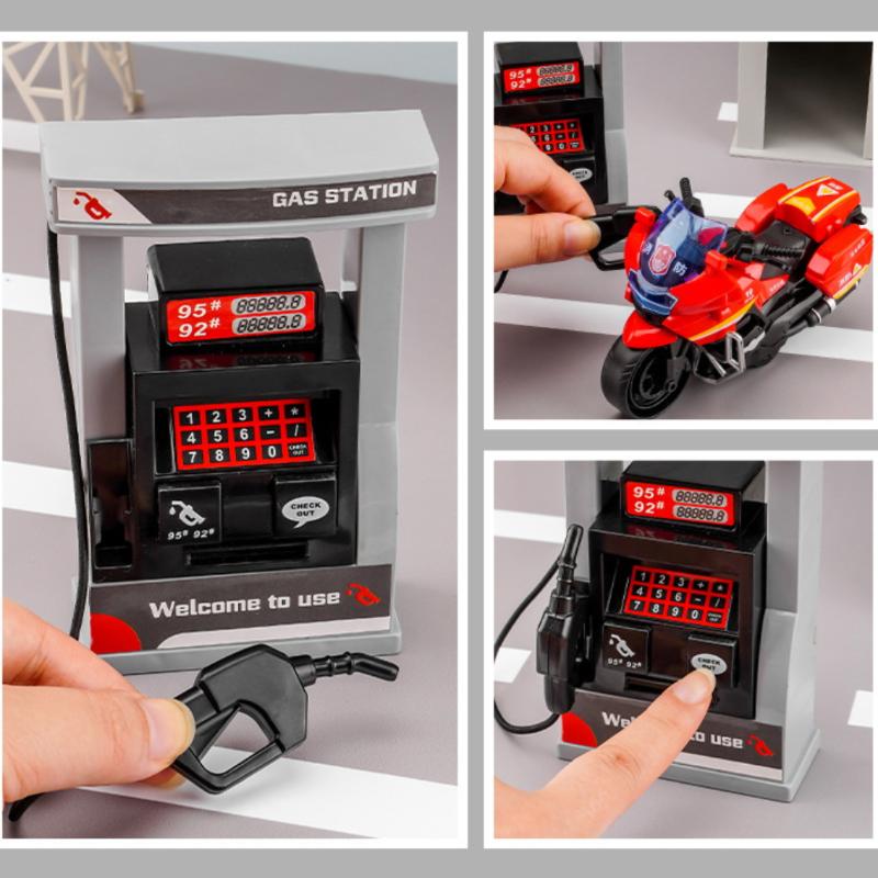 1 Set Realistic Miniature Model Playset With Roadblocks Interactive Educational Toy Diy Simulation Gas Station Toys