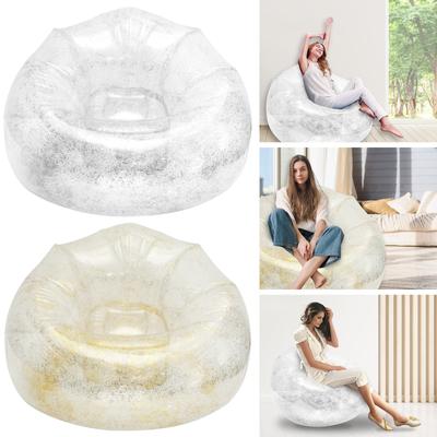 Sofá inflable transparente tipo puf, impermeable, plegable, de PVC, sin relleno, portátil