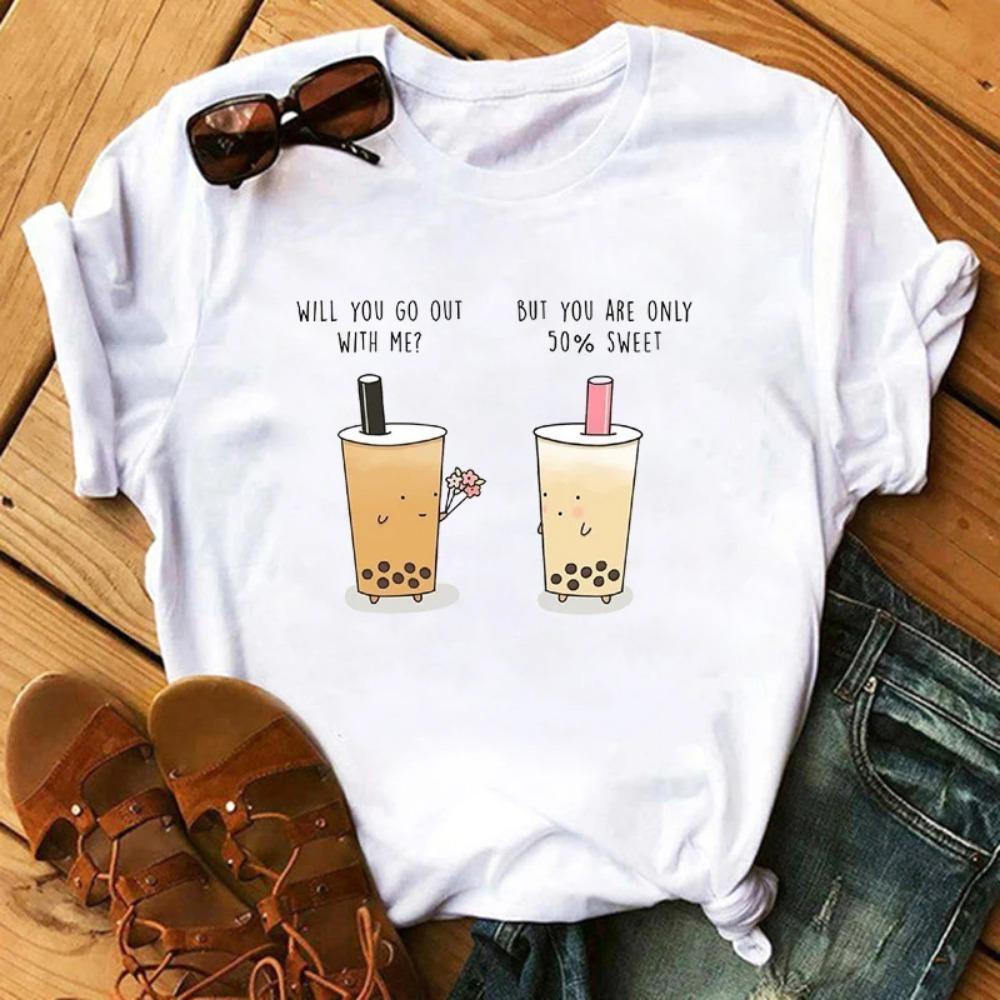 Funny Retro Casual Women's T-shirt Cute Women's Street Wear Panda Pattern Round Neck Short-sleeved Fashion Tea Print Aesthetic Clothing