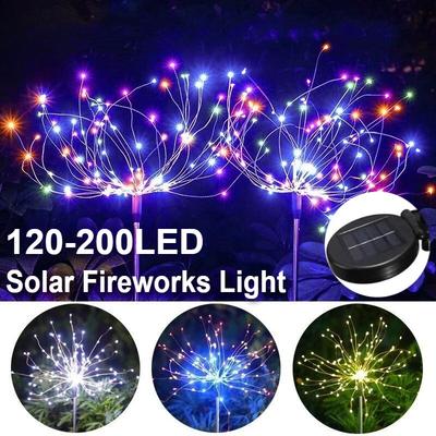 200 LED Solarna Lampa Fajerwerkowa Zmieniająca Kolor RGB Zewnętrzne Lampy Solarne Wodoodporność IP65 Dekoracyjne Oświetlenie Ogrodowe na Podwórko Trawnik Patio