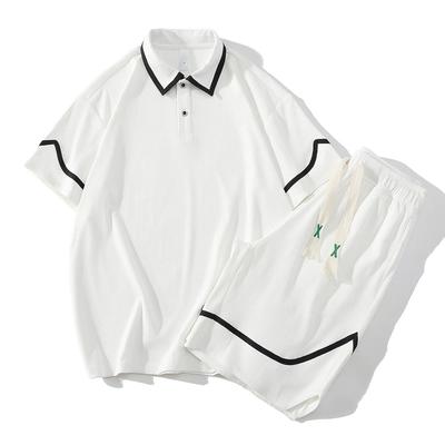 Letní neformální oblek Polo tričko Pánské Retro Pár Krátký rukáv Límec Tričko Šortky Dvoudílná sada