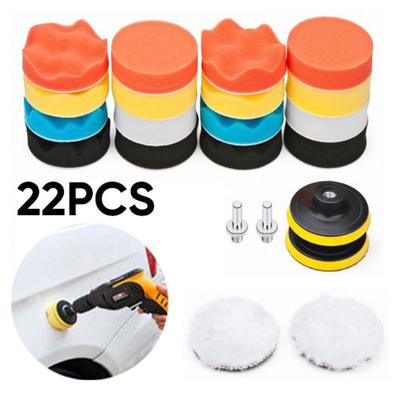 12pc 3/'/' Sponge Buffing Polishing Pad Kit For Car Polisher With Drill Adapter