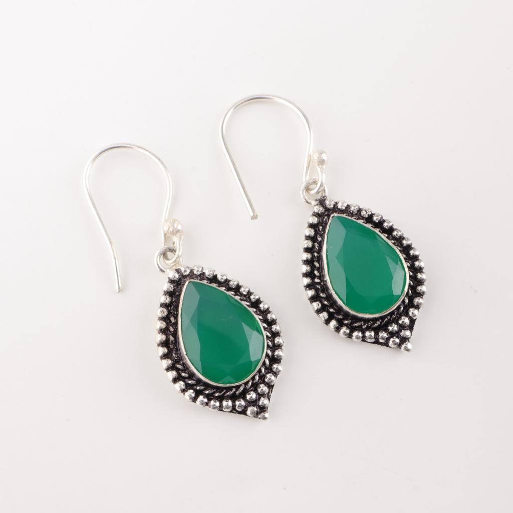 Green Onyx Gemstone 925 Sterling Silver Handmade Jewelry Earrings Gift For Women EE-164-19