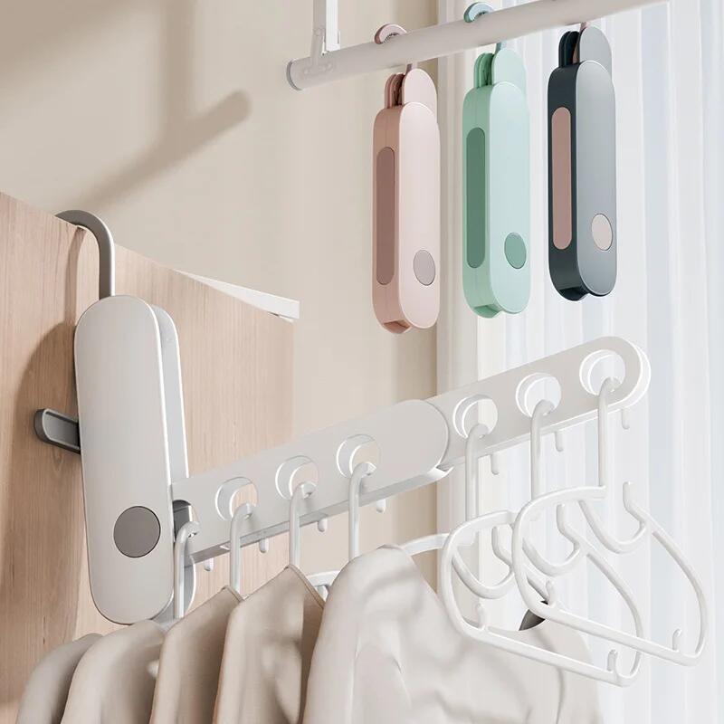 2Pcs 7 Holes Portable Folding Clothes Drying Rack - Travel Essentials For Laundry Collapsible With Hook - Clothes Rack RV Essentials