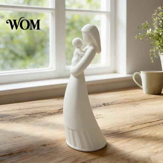 Parent Child Embracing Statue 3D Printed Mother and Sculpture, Matte White Abstract Embrace with Healing Home Atmosphere Decor Anti-Tipping