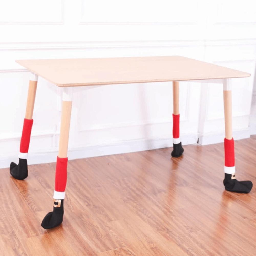 4pcs Universal Christmas Chair Foot Cover Elastic Band Design Furniture Feet Sleeve  Household