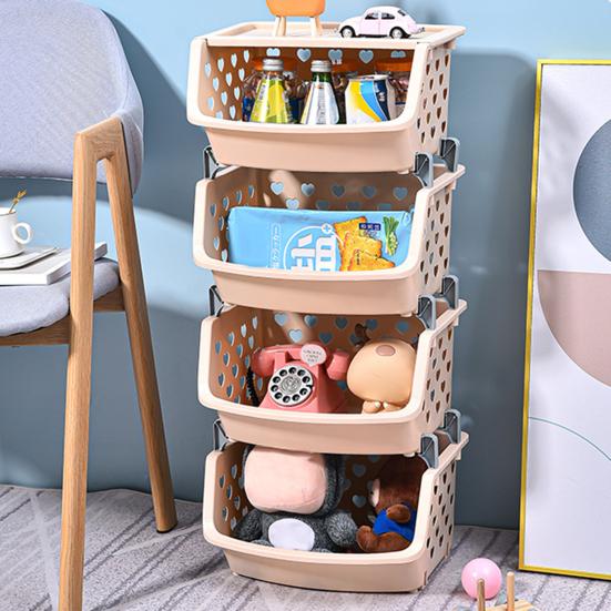 Storage Basket Multifunctional High Capacity Stackable Hollow-out Fruit Vegetable Organizer for Kitchen