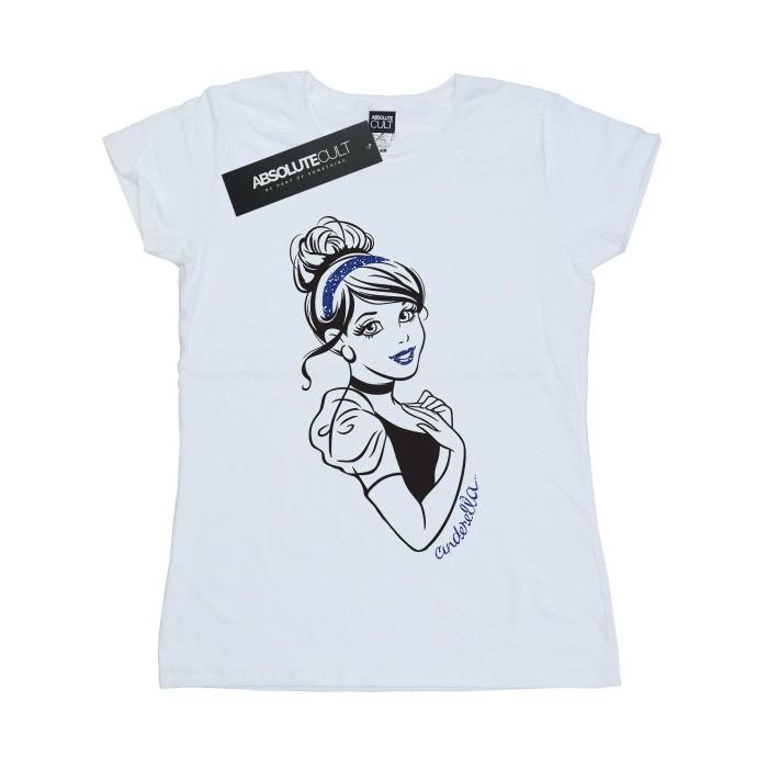 

Disney Princess Womens/Ladies Cinderella Glitter Cotton T-Shirt XXL білий