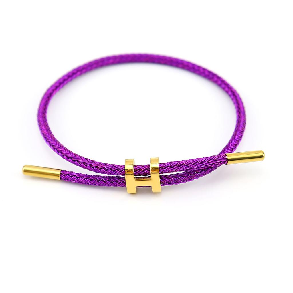 Titanová ocel 3D I-spona Vodotěsný náramek Náramek Nerezová ocel Zlatá barva Rok narození Pletené ocelové lanko Kožená šňůrka Červená šňůrka