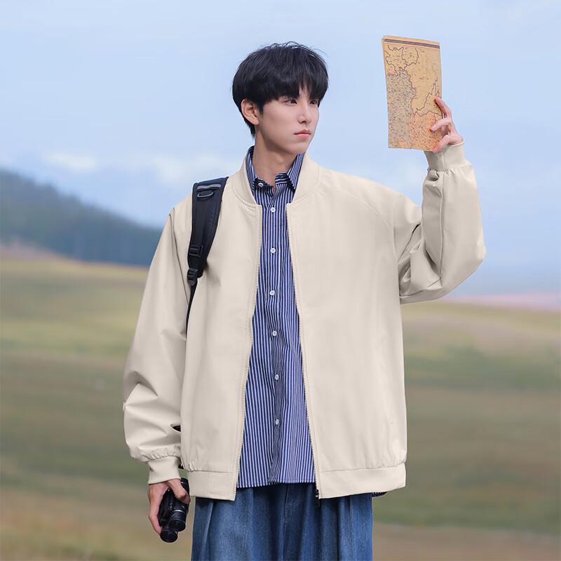 VUUG Men's Japanese Retro Casual Loose Baseball Jacket
