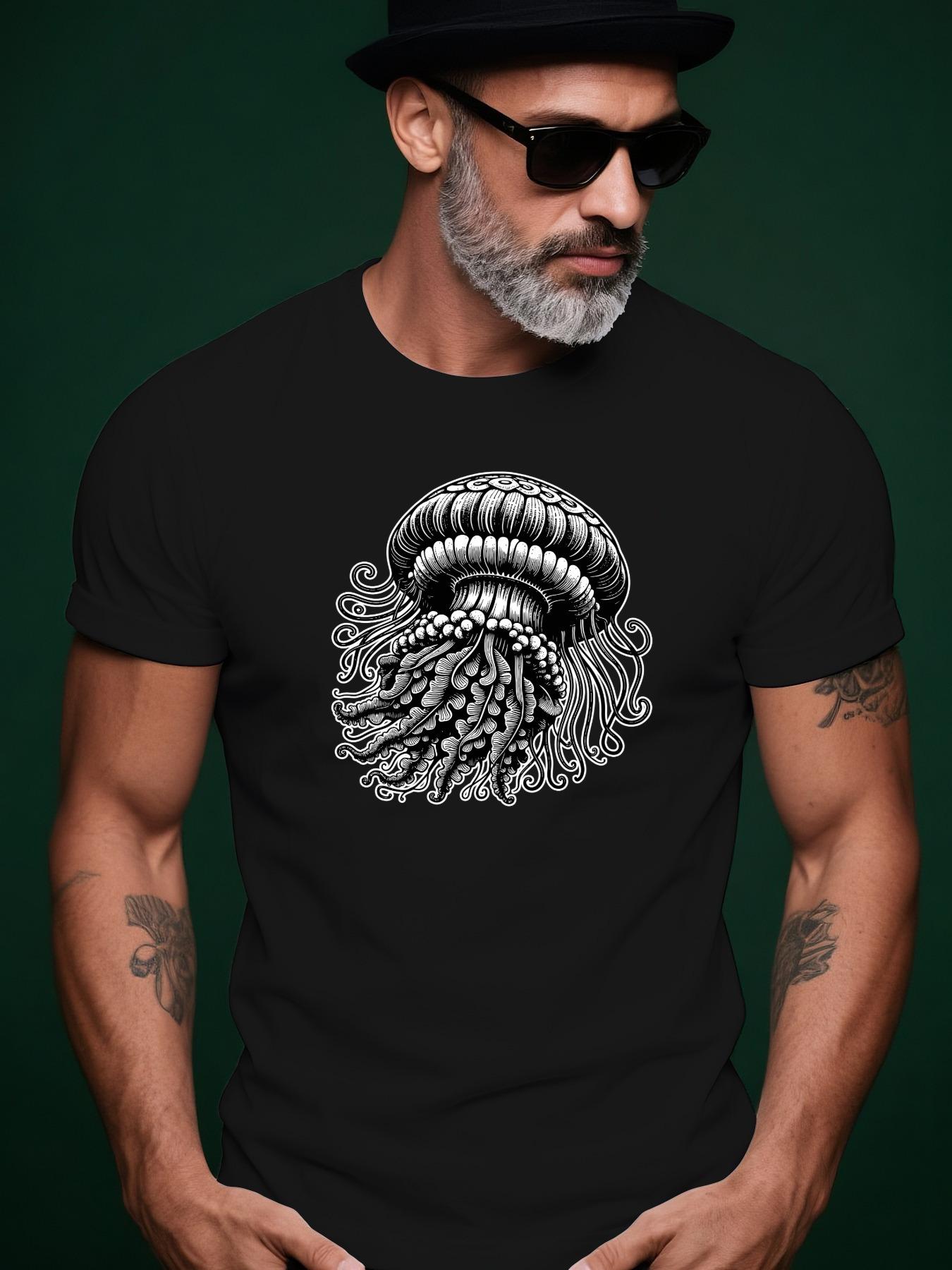 Retro Jellyfish Illustration Trendy Streetwear Summer Cas... XXL
