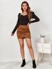 Suede Plush Solid Color Bodycon Pleated Mini Skirt with Irregular Zipper for Autumn/Winter – Women's Fashion 2026.