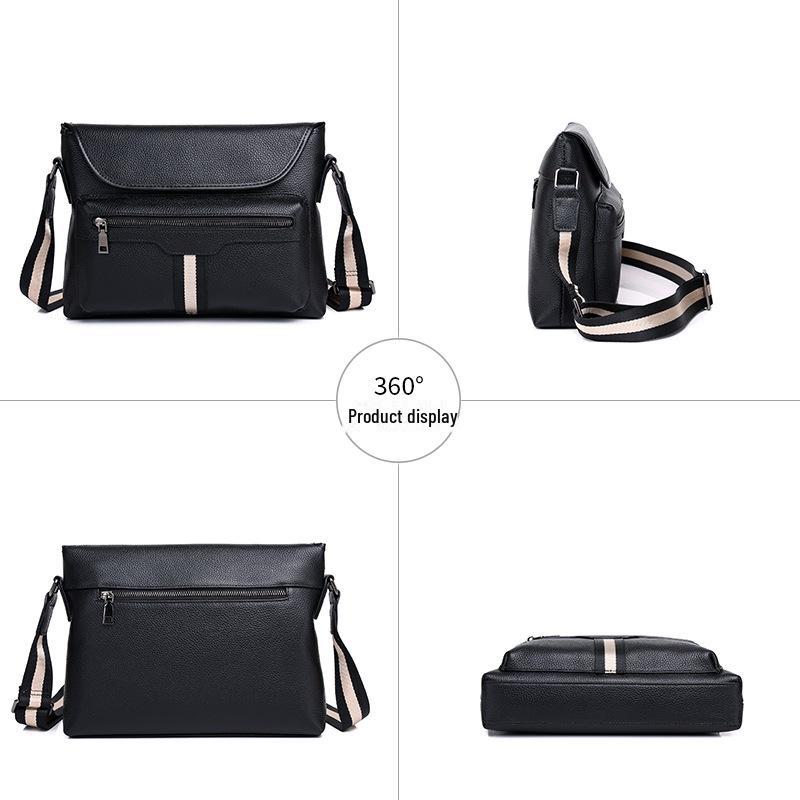 Men's Large Capacity Cowhide Messenger Bag - Trendy Shoulder Bag for Autumn/Winter 2024