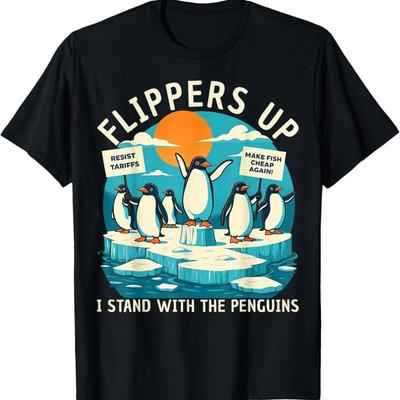 Funny Resist Penguins Protest Against Tariffs T Shirt Unisex