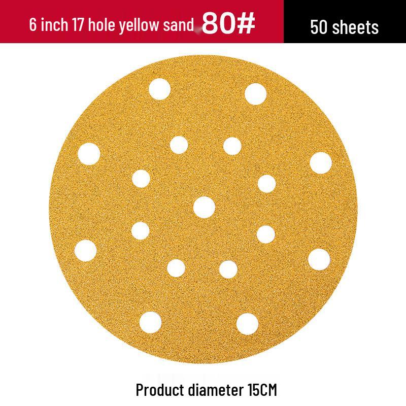 6-inch Yellow Flocking Sandpaper Disc for Polishing and Grinding (17 Pieces)
