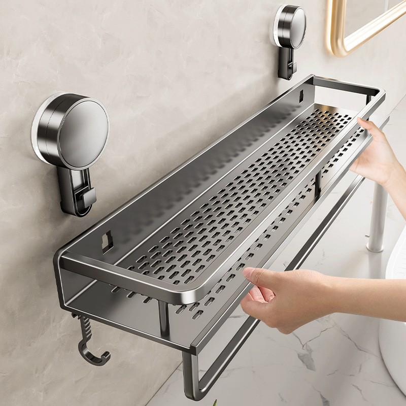 No-Drill Suction Cup Bathroom Shelf for Toiletries and Cosmetics
