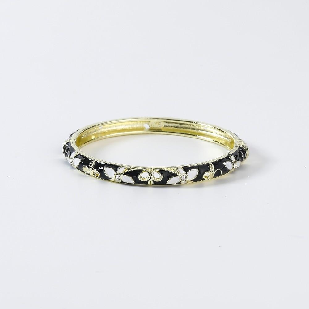 Bracciale a Fascia Fioritura Cinese Smaltato Braccialetto Tradizionale da Polso da Donna Bracciale Vintage Cloisonné da Donna