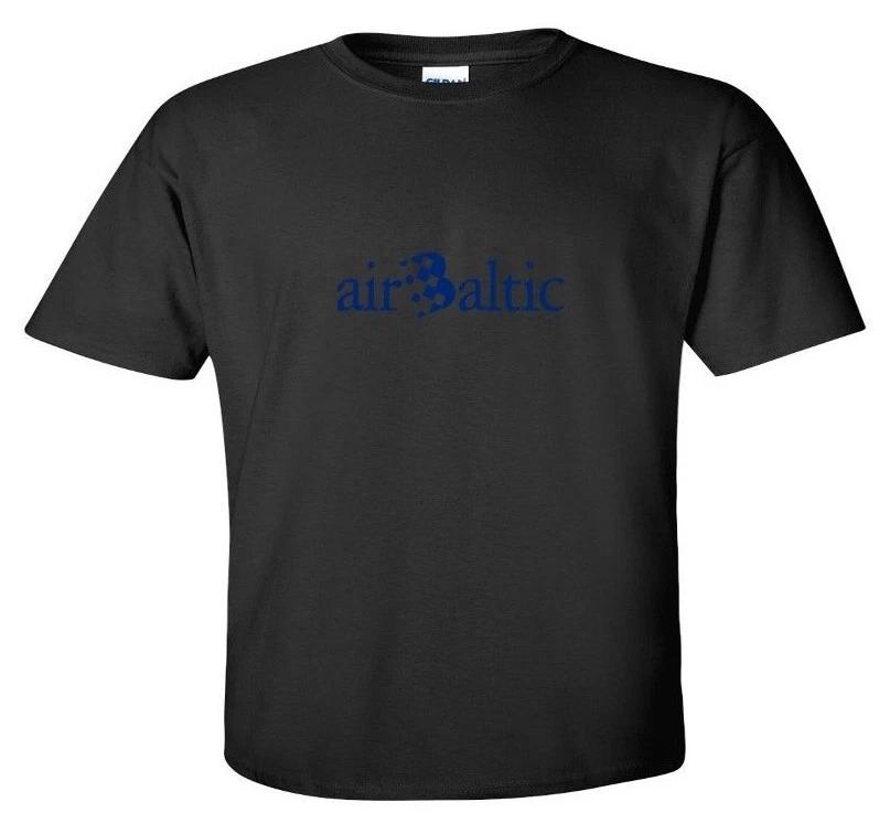 Air Baltic Vintage Blue Logo Latvian Airline Black Cotton T-Shirt 3XL