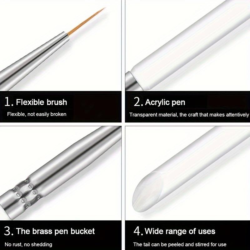3Pcs Acrylic Dipping Nail Powder Pen Nail Liner Brushes For Manicure Pedicure, Nail Brush Pen, Acrylic Powder Dipping Pen, Nail Painting Drawing Pen