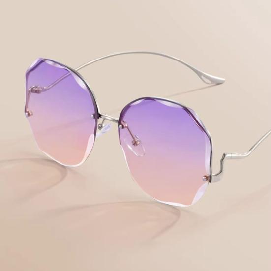 Sunglasses for Women Men Retro Octagon Metal Frame Gradient Glasses UV400 Lens Vintage Polygon Shades for Outdoor Activities