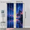 Set Of 2 Flat Printing Curtain Starry Night Lake Versatile Polyester Without Electricity Birthday Party Perfect