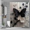 1pc black butterfly shower curtain, high-end elegant bathroom curtain, multi-functional, bathroom decoration pattern