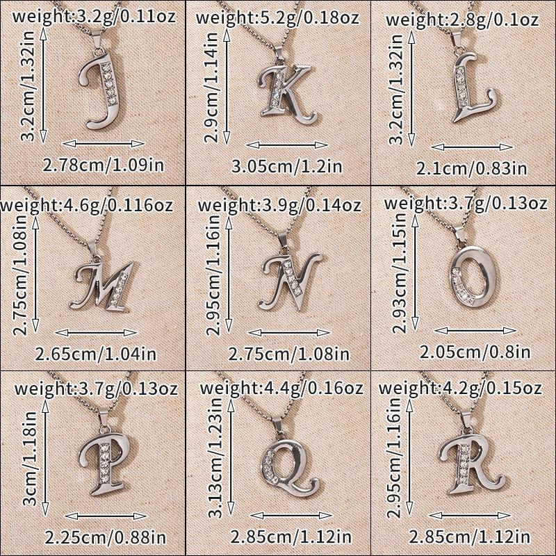 Shiny Rhinestone A-Z Letters Necklace Alphabet Initial Pendant Women Men English Letter Trendy Jewelry Gift