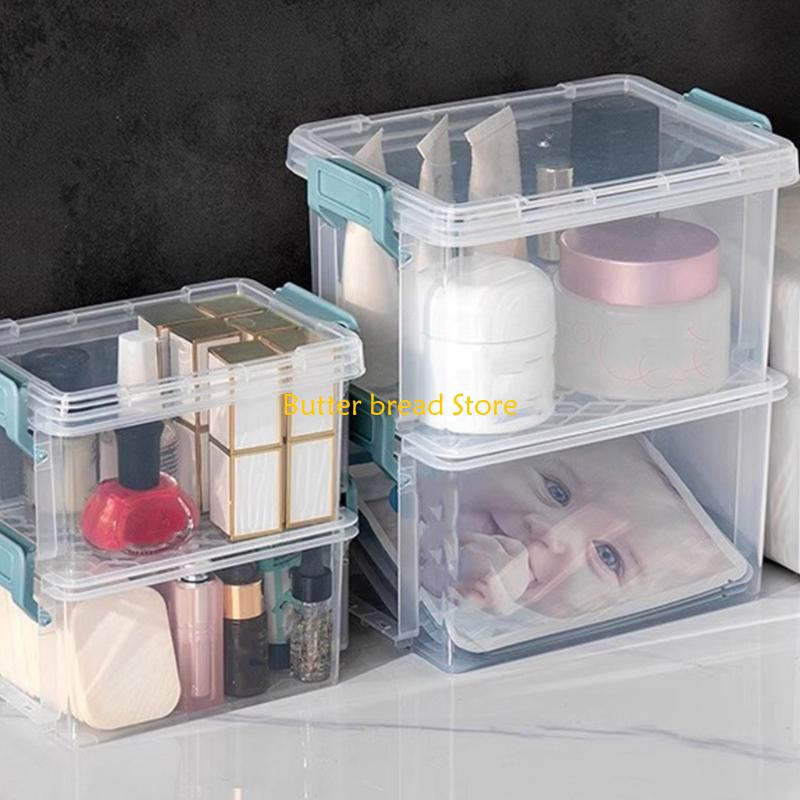 W89C Clear Storage Container Easy To Use Stackable Plastic Storage Bins with Lids for Home Office School
