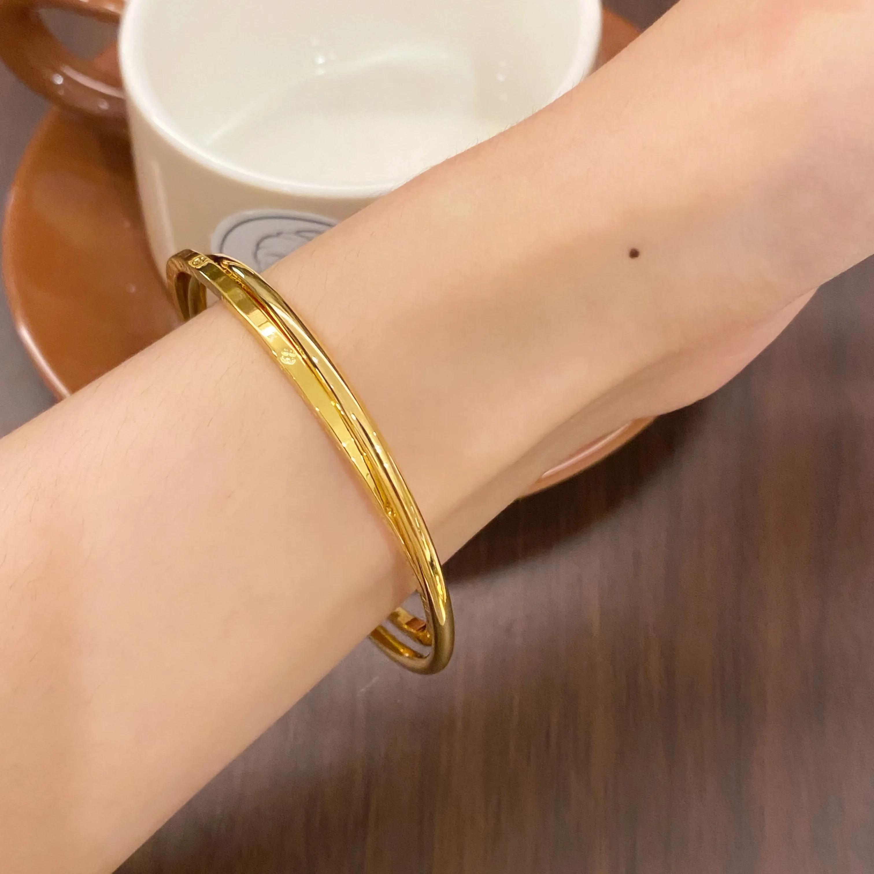 Four-leaf Clover Letter Double Ring Bracelet for Women Niche Light Luxury High-end Element Ring Bracelet 17CM